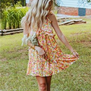 Peach Love Floral Mini Dress
